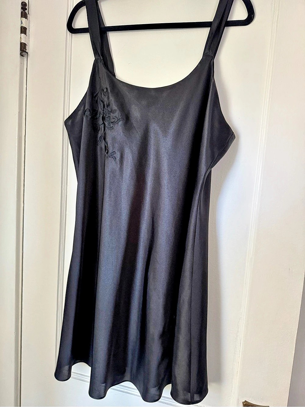 Black Embroidered Slip Dress XL